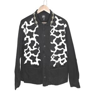 Brain Dead Black And White Cow Cabana Shirt Cotton Twill  Boxy Streetwear Small
